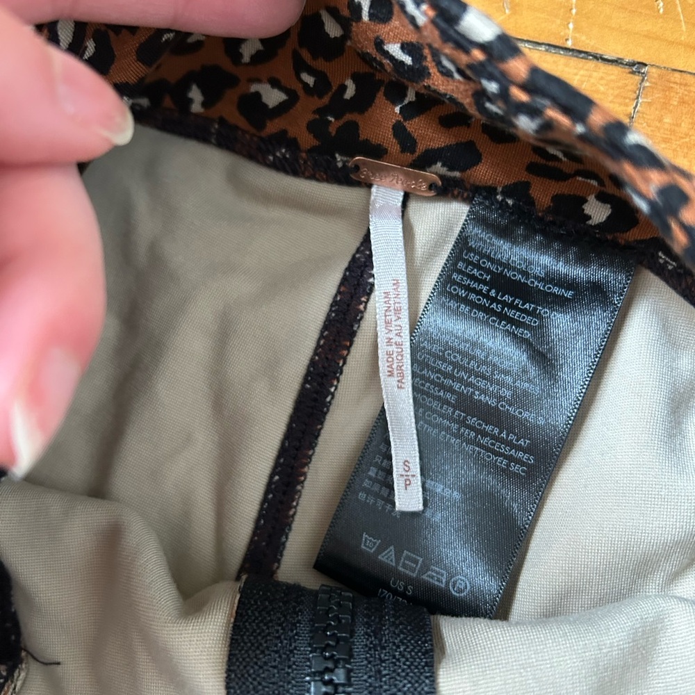 Free People Leopard-Print Brown & Black High-Rise Bike Shorts - Picture 4 of 7